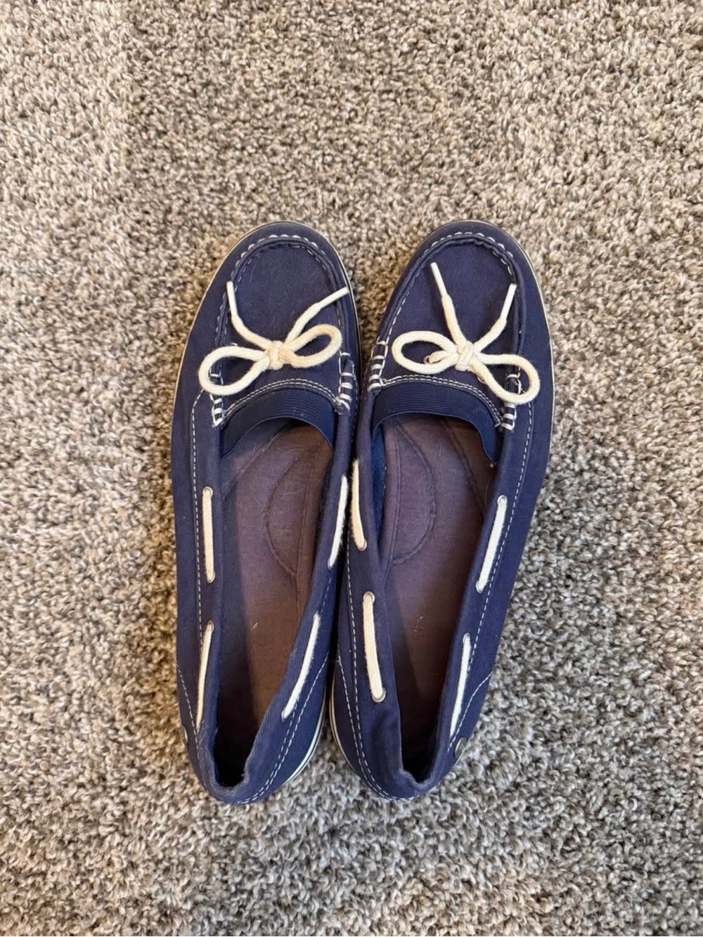 Grasshoppers Navy Moccasin Flats with Cream Laces